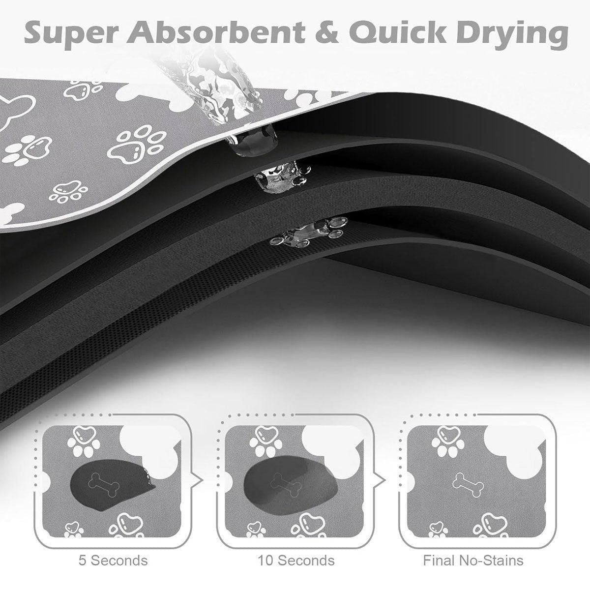 Pet Feeding Mat Non-slip Diatom Mud Absorbent Dirt-resistant Waterproof Placemat - Grey-50x80cm
