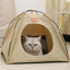 Folding Camping Pet Tent for Cats Puppy Bed Indoor Cat Nest Dog Cave Style House - Grey