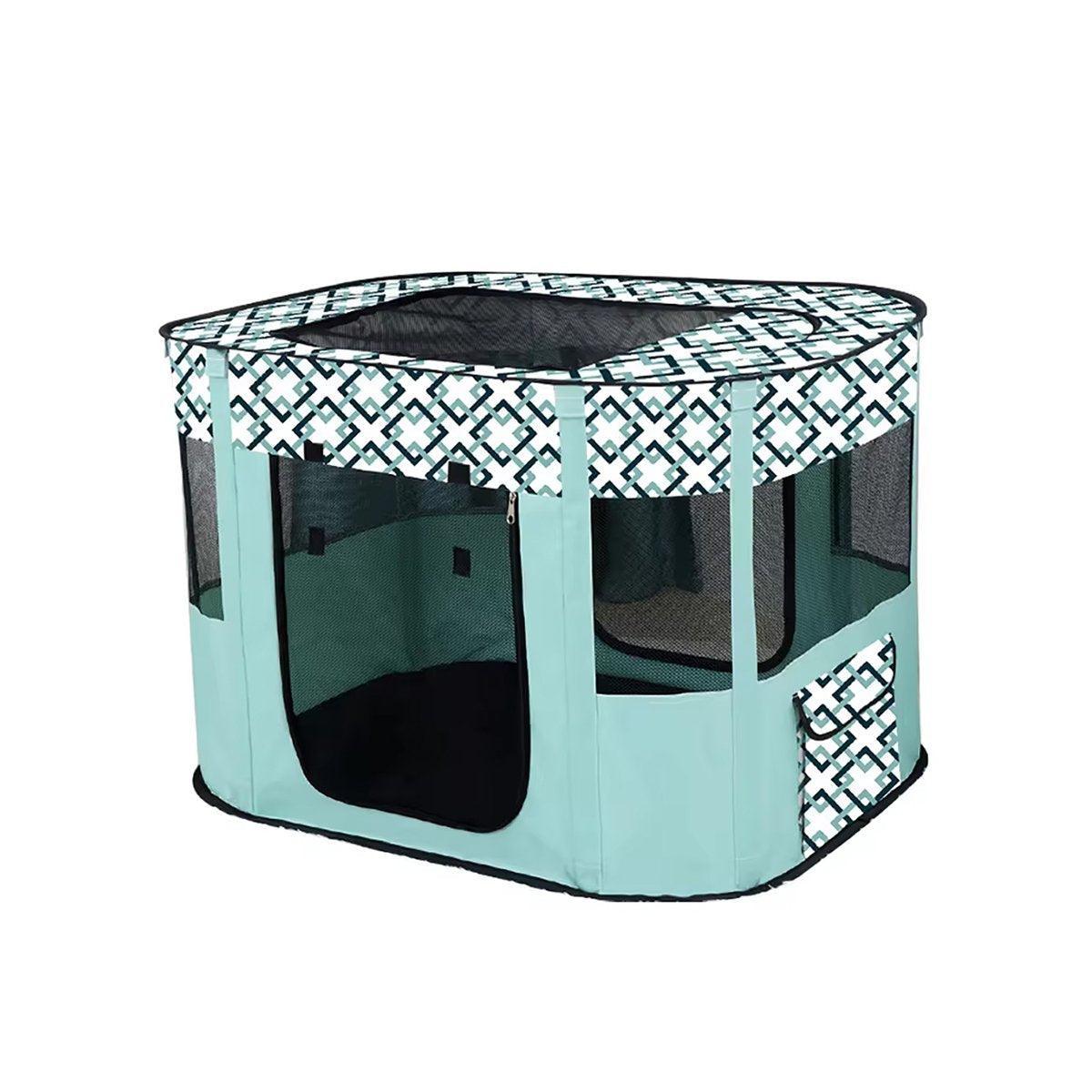Foldable Cat Dog Kennel Pet Delivery Cage Portable Pet Fence Tent - Purple-L