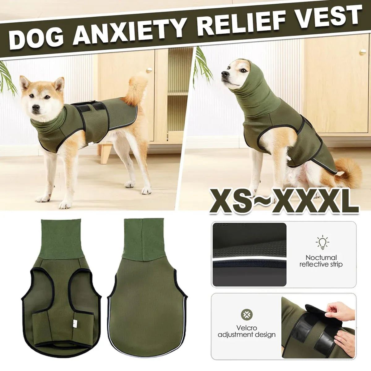 Calming Dog Vest for Stress Relief Travel Thunder Wrap Jacket for Medium Large Dogs - XXL