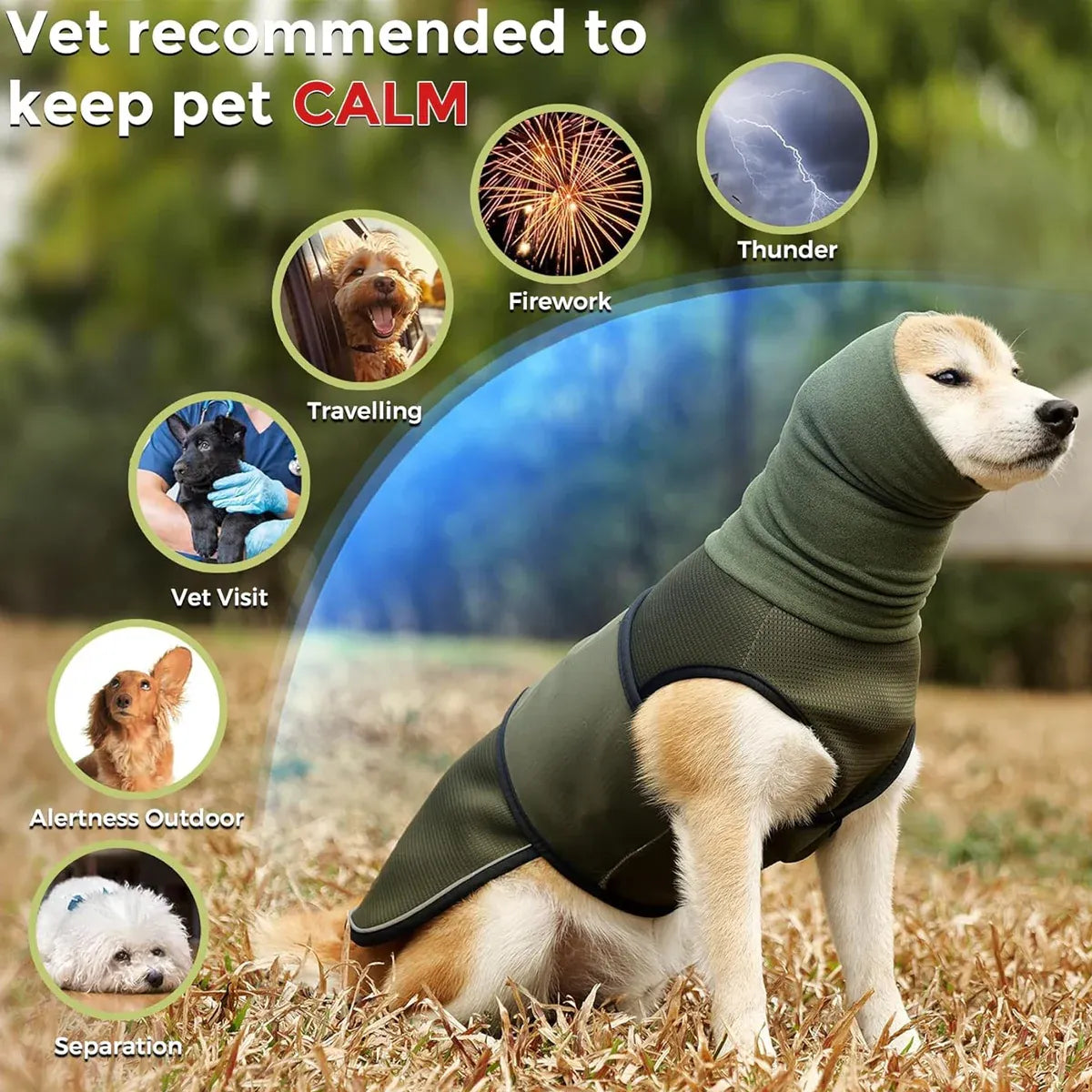 Calming Dog Vest for Stress Relief Travel Thunder Wrap Jacket for Medium Large Dogs - XXL