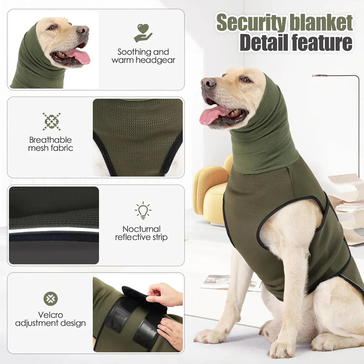 Calming Dog Vest for Stress Relief Travel Thunder Wrap Jacket for Medium Large Dogs - XXL