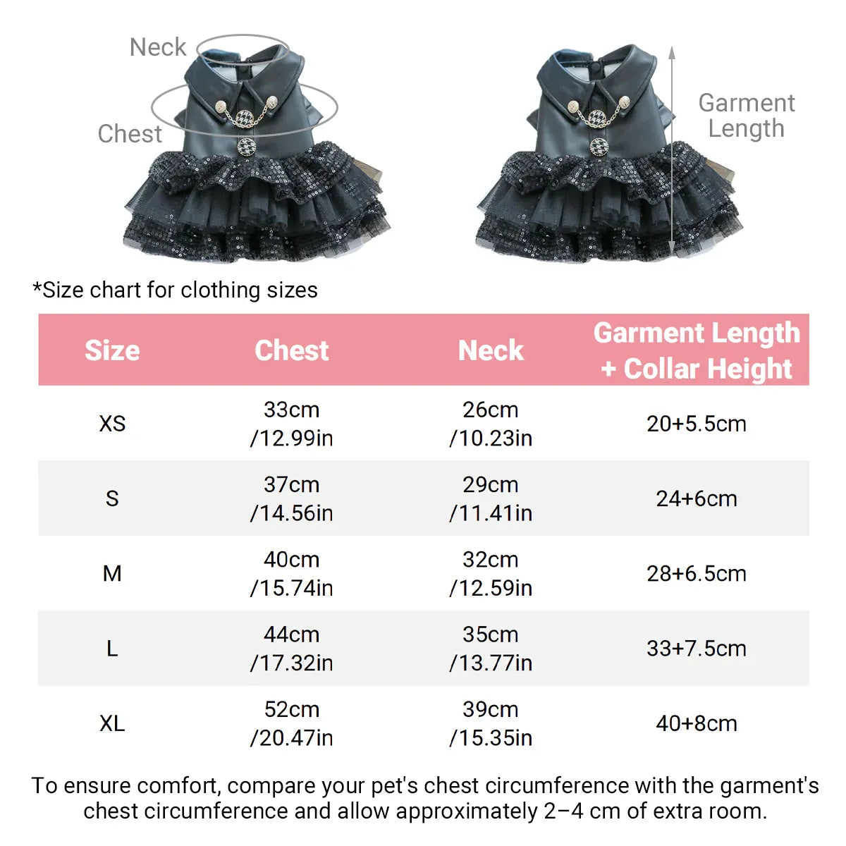 Autumn Winter Pet Dog Cat Dress Faux Leather Sequin Skirt Outfit for Small Dogs - M