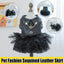 Autumn Winter Pet Dog Cat Dress Faux Leather Sequin Skirt Outfit for Small Dogs - M