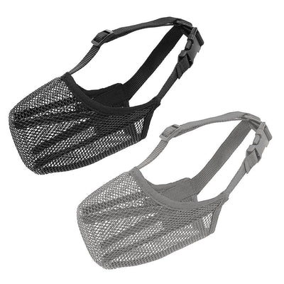 2PCS Adjustable Mesh Pet Dog Muzzle Mask Mouth Cover No Bite Strap Mouth Cover - Black-M
