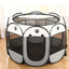 Pet Fence Indoor Cat Dog Tent Octagonal Fence Portable Foldable Cage Kennel - L-Coffee