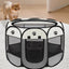 Pet Fence Indoor Cat Dog Tent Octagonal Fence Portable Foldable Cage Kennel - L-Coffee
