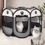 Pet Fence Indoor Cat Dog Tent Octagonal Fence Portable Foldable Cage Kennel - L-Coffee