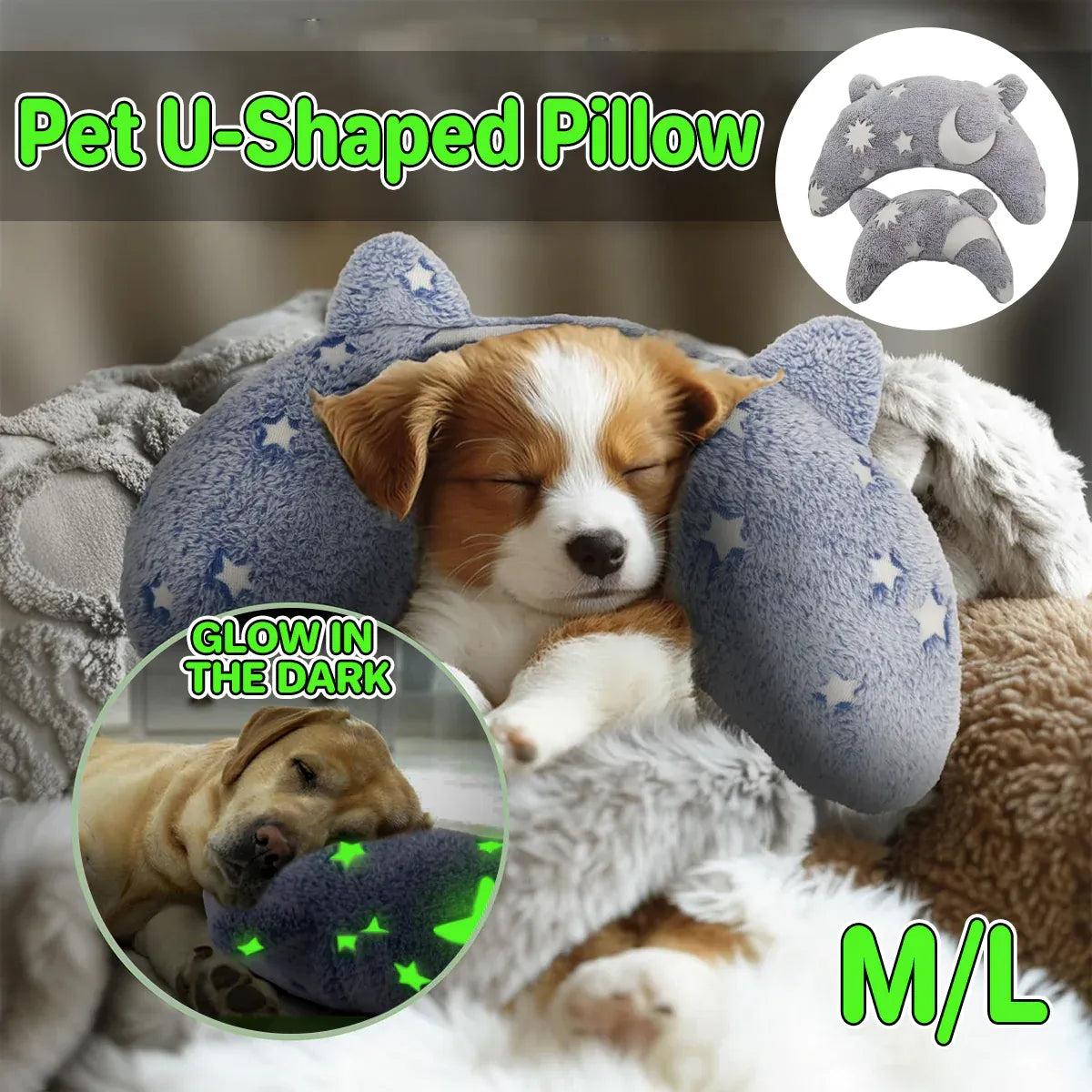 Cervical Vertebrae Protection Pet Pillow U-shaped Dog Backrest Cushion For Sleep - L