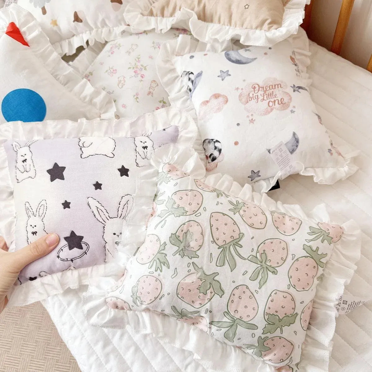 Lace Cat Pillow Soft Pet Cushion for Sleeping Comfortable Kitty Bed Cushion - White Strawberry