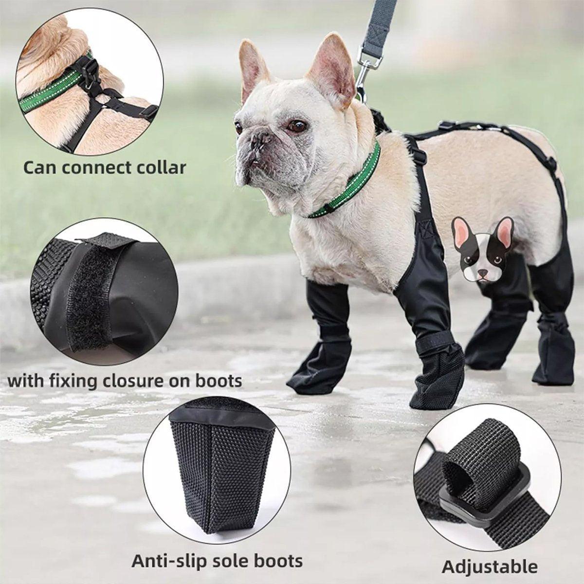 Dog Adjustable Suspender Boots Waterproof Dog Shoes Anti-Slip Pet Paw Protector - M