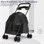 Lightweight Pet Stroller for Cats and Small Dogs Easy Fold Portable Travel Use - Black