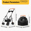 Foldable 2 in 1 Pet Stroller for Outdoor Travel Outing Lightweight Pet Carrier - Black