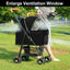 Foldable 2 in 1 Pet Stroller for Outdoor Travel Outing Lightweight Pet Carrier - Black