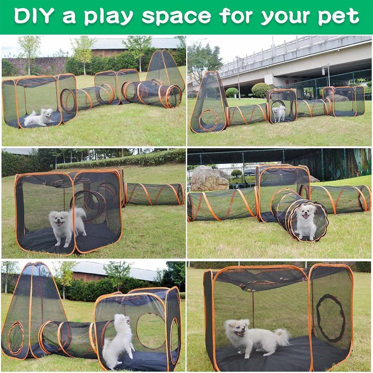 6pcs Outdoor Pet Play Tunnel Folding Cat and Dog Pen Playpen for Pets Indoor