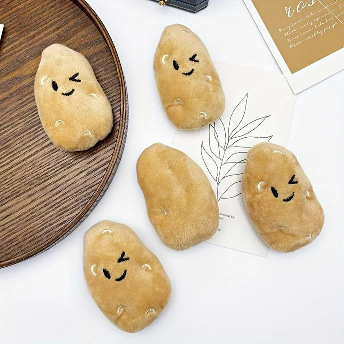 20PCS Handmade Cute Squeaky Little Potato Doll Pet Plush Doll For Dog Cat