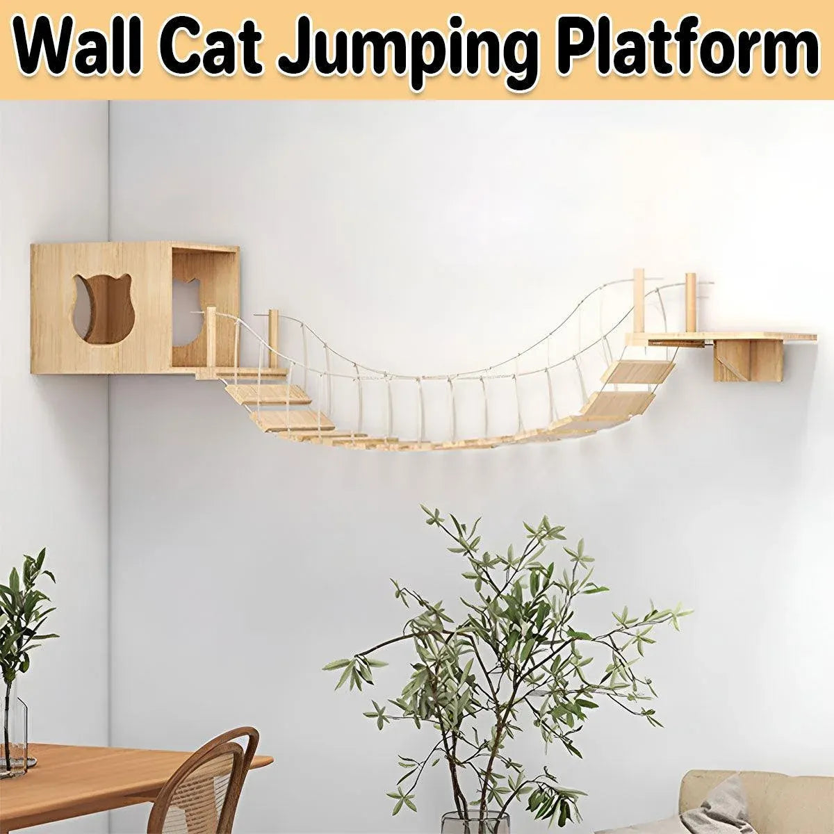 Wall Mounted Cat Climbing Shelf Jumping Platform Wooden Pet Perch Furniture