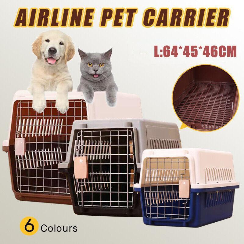 L Size Dog Cat Rabbit Portable Tote Crate Pet Carrier Kennel Travel Airline Carry Bag - Brown