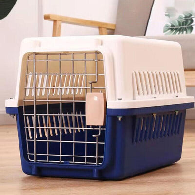 Large Pet Transport Crate for Dog Cat Rabbit Portable Ventilated Travel Carrier - Brown