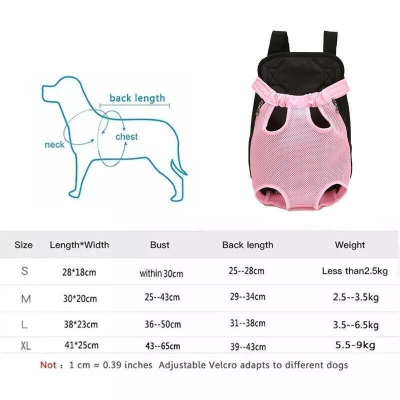 M Size Pet Carrier Dog Cat Puppy Front Back Backpack Shoulder Carry Sling Pouch Bag - Pink