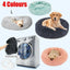 L-70CM Dog Cat Pet Calming Bed Washable ZIPPER Cover Warm Soft Plush Round Sleeping - Grey