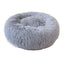 L-70CM Dog Cat Pet Calming Bed Washable ZIPPER Cover Warm Soft Plush Round Sleeping - Grey