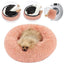 L-70CM Dog Cat Pet Calming Bed Washable ZIPPER Cover Warm Soft Plush Round Sleeping - Grey