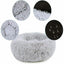 L-70CM Dog Cat Pet Calming Bed Washable ZIPPER Cover Warm Soft Plush Round Sleeping - Grey