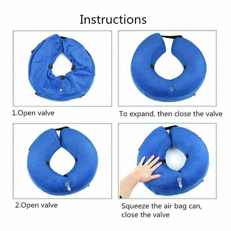 Grey Pet Dog Inflatable Soft Healing Collar Cone Wound Medical Cat Protective Jackets - L (40*40CM)