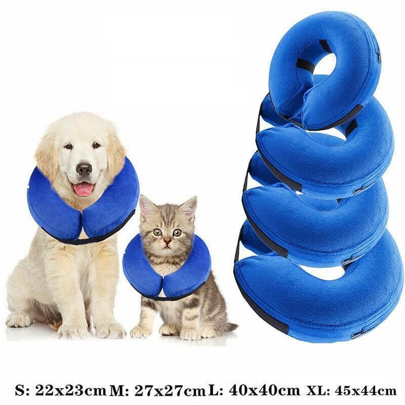 Grey Pet Dog Inflatable Soft Healing Collar Cone Wound Medical Cat Protective Jackets - L (40*40CM)