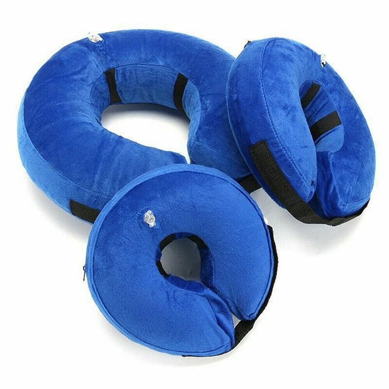 Grey Pet Dog Inflatable Soft Healing Collar Cone Wound Medical Cat Protective Jackets - M (27*27CM)