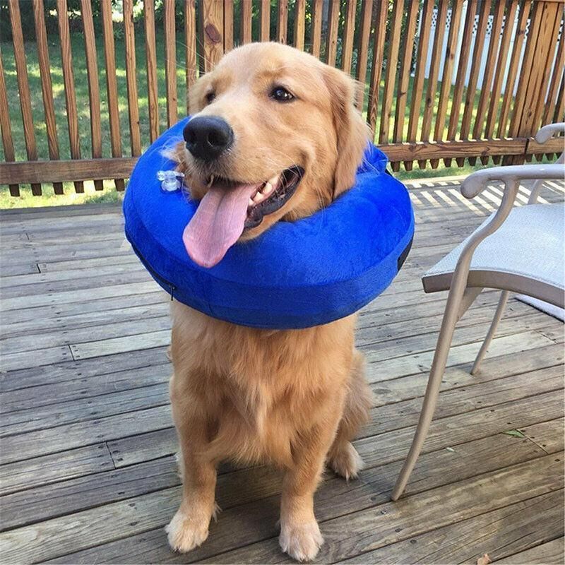 Grey Pet Dog Inflatable Soft Healing Collar Cone Wound Medical Cat Protective Jackets - M (27*27CM)