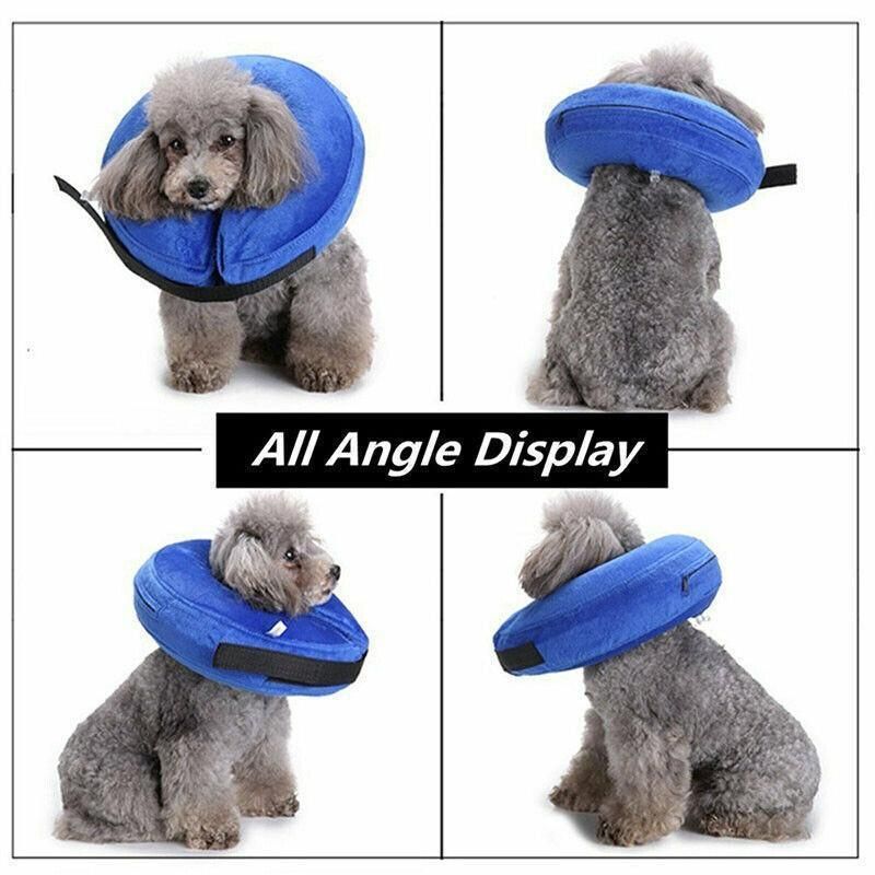 Grey Pet Dog Inflatable Soft Healing Collar Cone Wound Medical Cat Protective Jackets - M (27*27CM)
