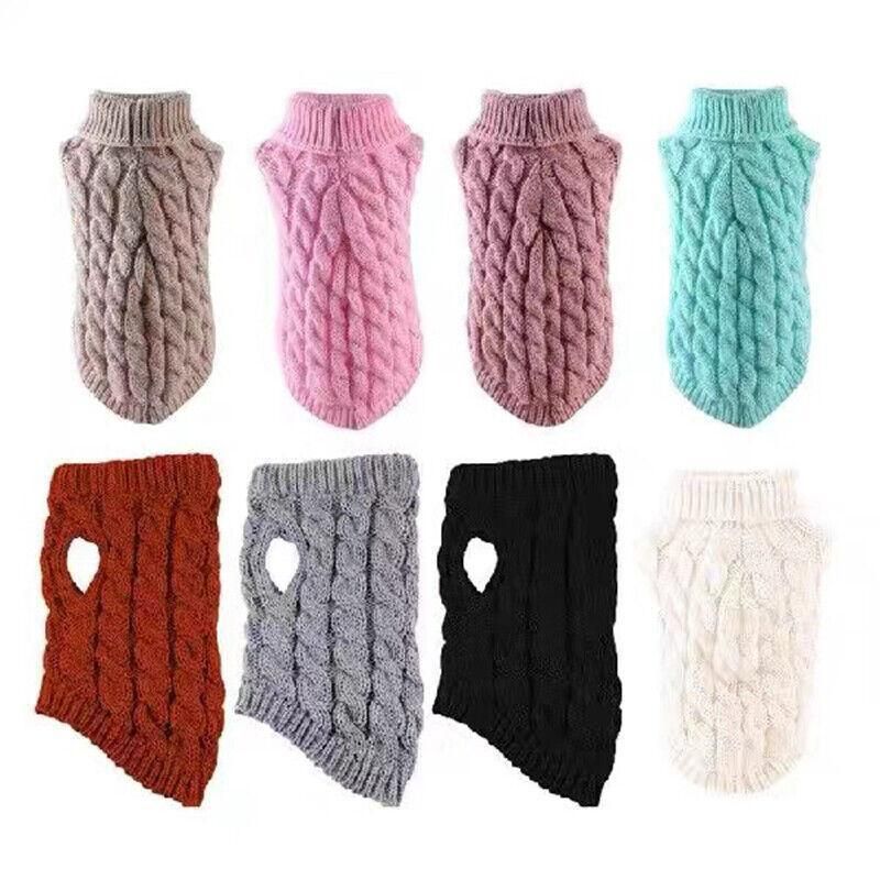 Puppy Dog Jumper Winter Warm Knitted Sweater Pet Clothes Small Dogs Coat Thermal XL - Grey