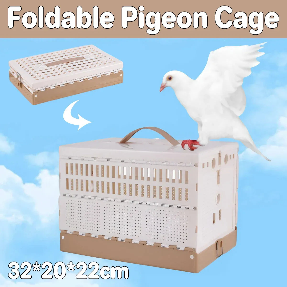Pigeon Cage Foldable Plastic Homing Pigeon Crate Carrier Training Transport Box