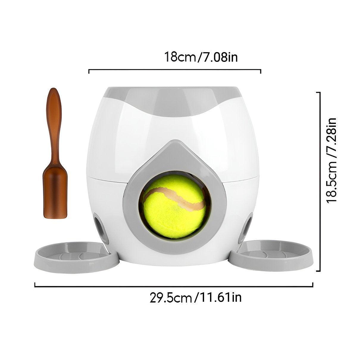 Interactive Dog Toy Tennis Feeder Machine for Training and Treat Rewards - Grey