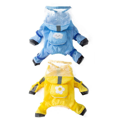 Waterproof Dog Raincoat with Feet Full Coverage Pet Rainy Clothes for Small Dogs - Blue - M