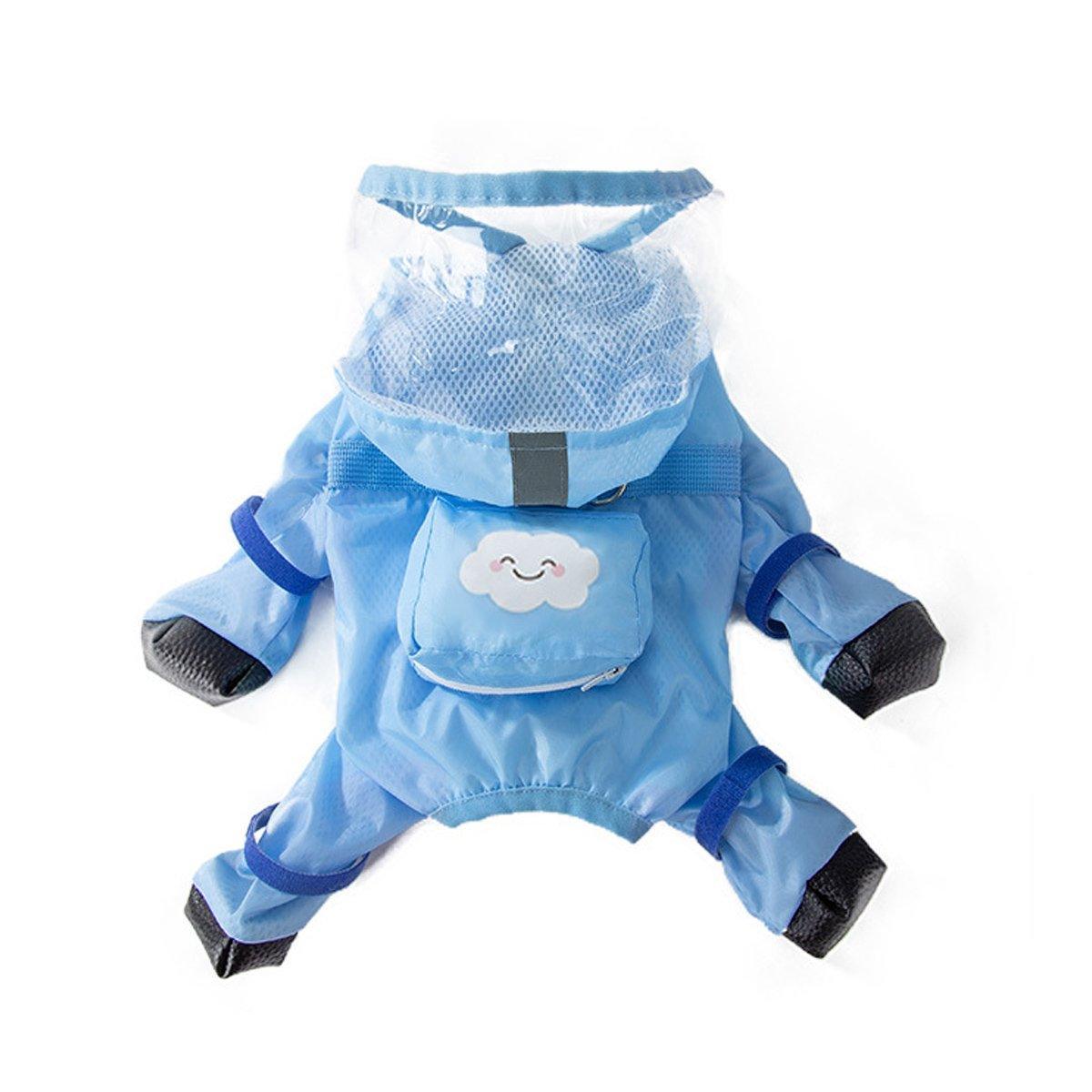 Waterproof Dog Raincoat with Feet Full Coverage Pet Rainy Clothes for Small Dogs - Blue - XXL