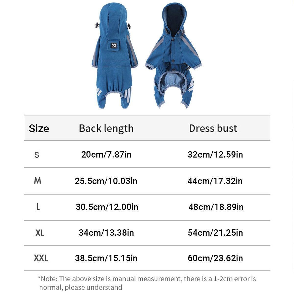 Waterproof Four Corner Pet Raincoats In Large Medium And Small Sizes Are Suitable For Dogs - Blue - XXL