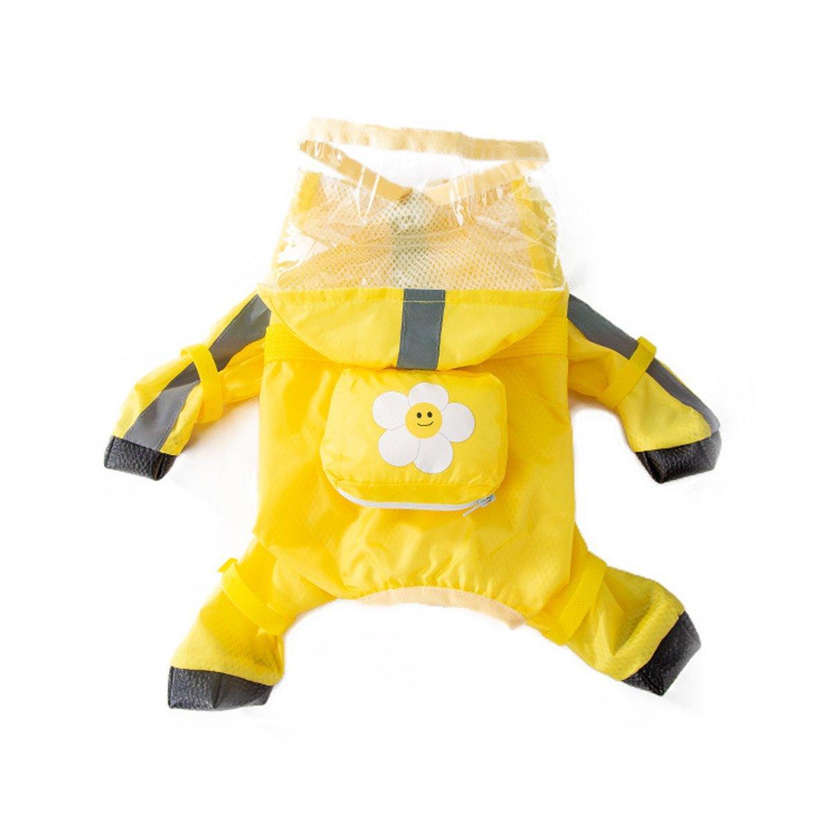 Waterproof Dog Raincoat with Feet Full Coverage Pet Rainy Clothes for Small Dogs - Yellow - M