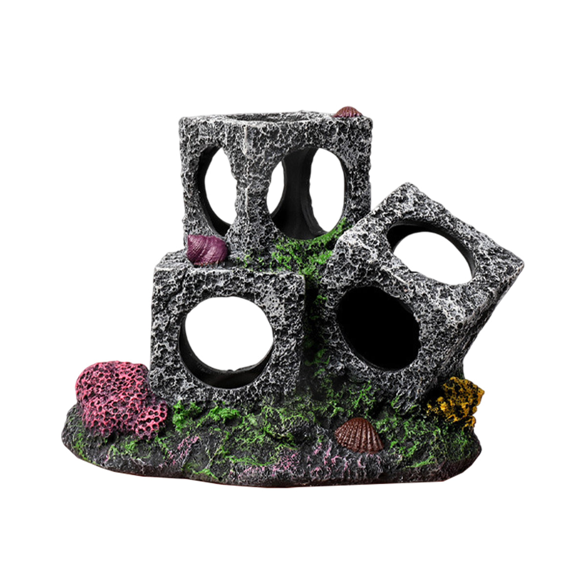 Fish Tank Shrimp Shelter House Square Stone Cave Aquarium Breeding Hiding Decor - 3 Squares