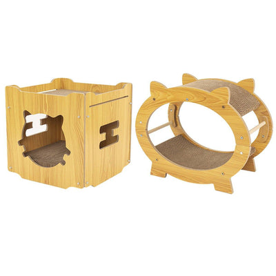 Durable Cat Scratcher Lounge Corrugated Scratching Wood Board - Square