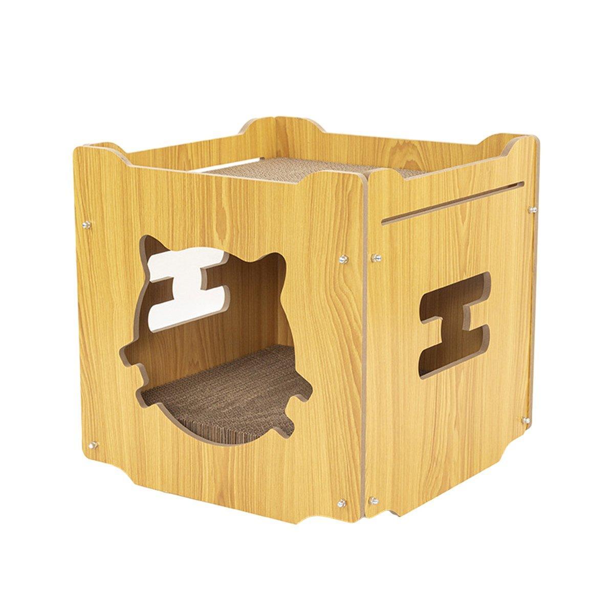 Durable Cat Scratcher Lounge Corrugated Scratching Wood Board - Square