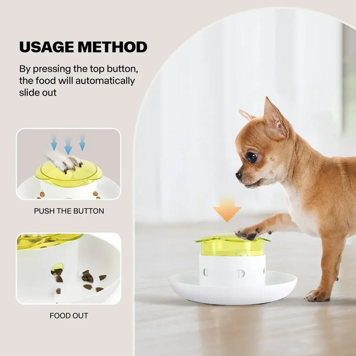 Automatic Pet Food Dispenser Feeding Bowl for Dogs and Cats Food Storage Bowl - Grey