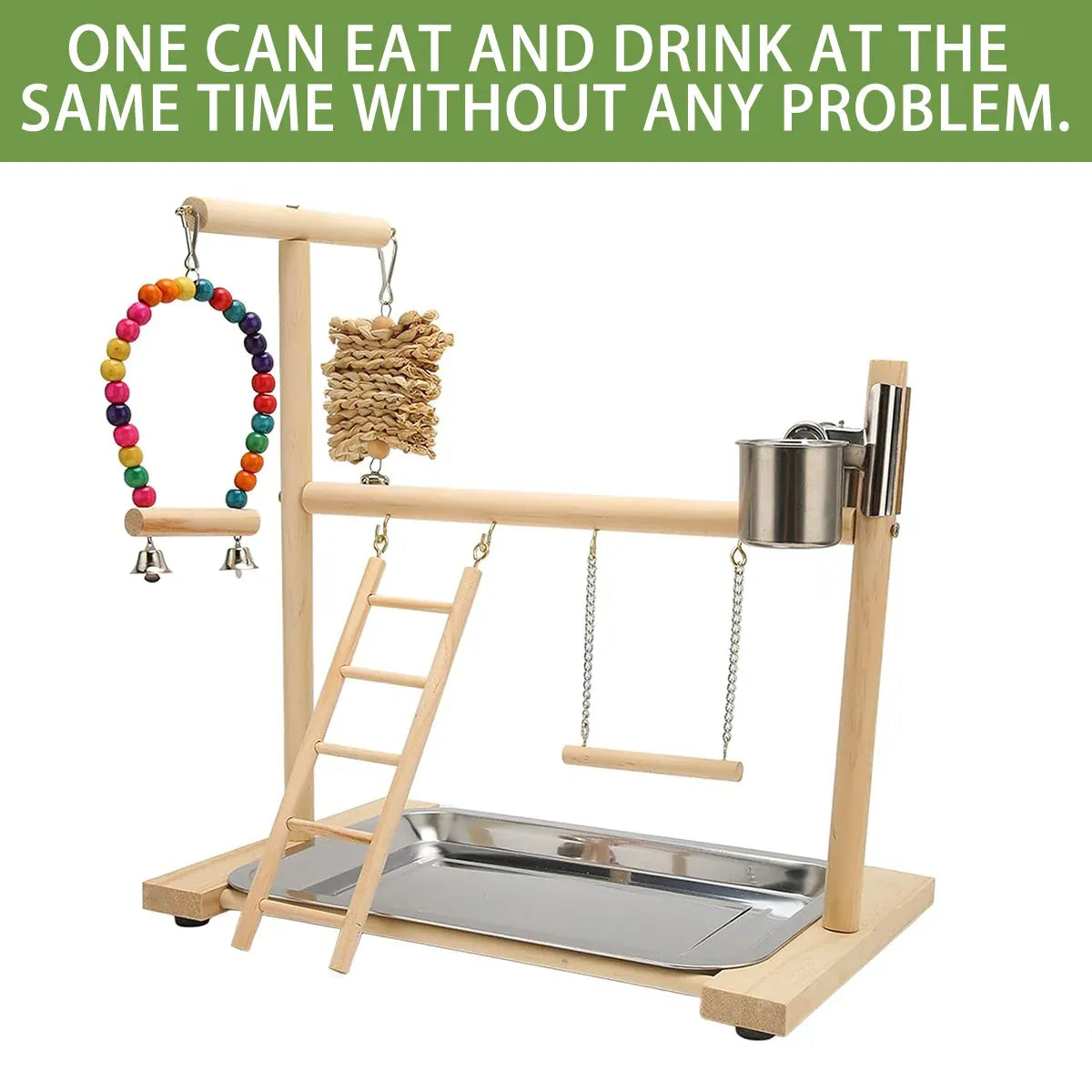 Parrot Wooden Playground Station Swing Climbing Ladder Cage Rack Bird Perch Toy