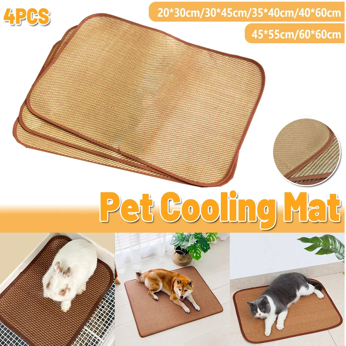 Pet Mat Kennel Cushion Dog Cat Bed Sleeping Pad Soft Washable for Crate Floor - 60x60cm