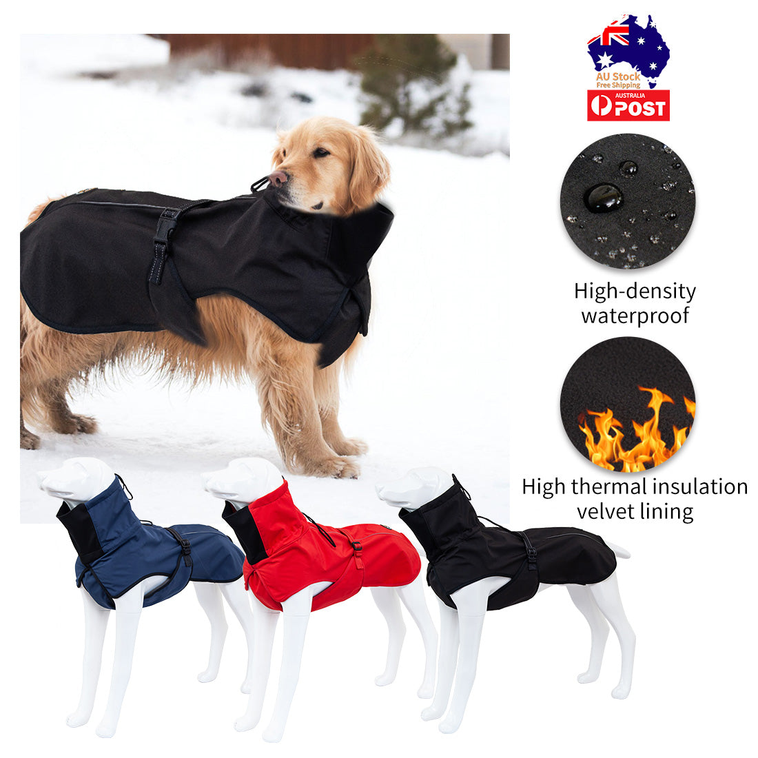 Pet Dog Raincoat Poncho Jacket Windbreaker Waterproof Clothes with Harness Hole-M-Black