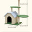 Floral Cat Tree with Cozy Hideaway and Scratching Posts (55x38x92 cm)