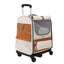Off-white Large Capacity Breathable Foldable Pet Trolley - Travel Cat Carrier with Wheels, Portable, Spacious, and Convenient for Two Cats