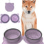 Purple Portable Collapsible Pet Bowl Set - Food-Grade Silicone Double Bowl for Dogs & Cats, Anti-Slip & Easy to Clean